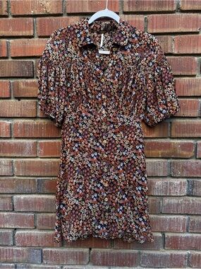 Free People Bonnie Floral Chiffon Mini Dress S Weekend Getaway Wine Tasting